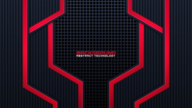 Abstract metallic red black layout design tech innovation concept background .vector illustration.