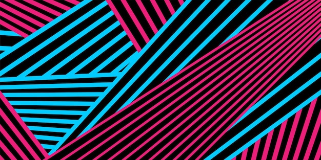 Abstract minimal background with blue pink and black stripes