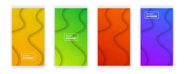 Abstract minimal wave geometric background.  Set of four wave layer shape for banner, templates, cards. Vector illustration.