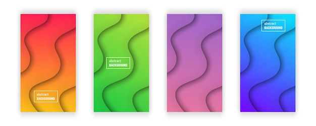 Abstract minimal wave geometric background.  Set of four wave layer shape for banner, templates, cards. Vector illustration.