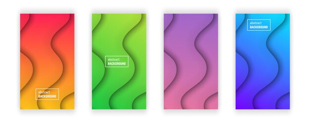 Abstract minimal wave geometric background  Set of four wave layer shape for banner templates cards Vector illustration