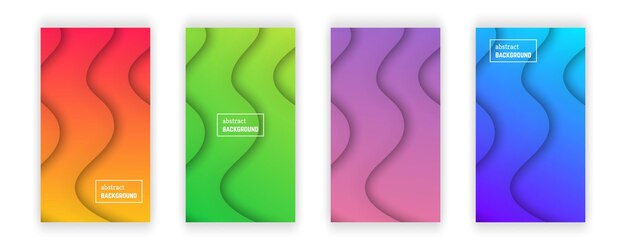 Abstract minimal wave geometric background Set of four wave layer shape for banner templates cards Vector illustration