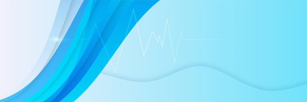 abstract modern blue banner background design with health icons and symbols. template design with concept and idea for healthcare technology, innovation medicine, health, science and research.