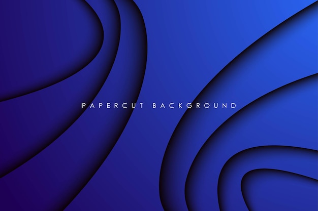 Abstract modern blue wavy papercut background dimension layers