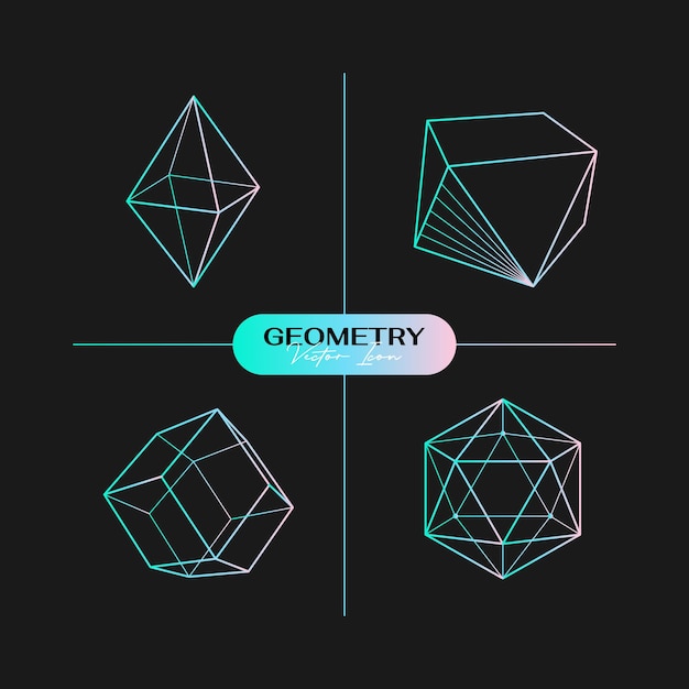 Abstract modern geometric icon set in trendy style.