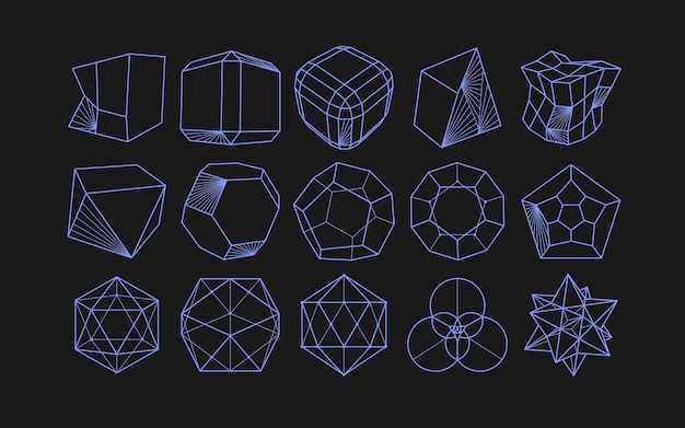 Abstract modern geometric icon set in trendy style.