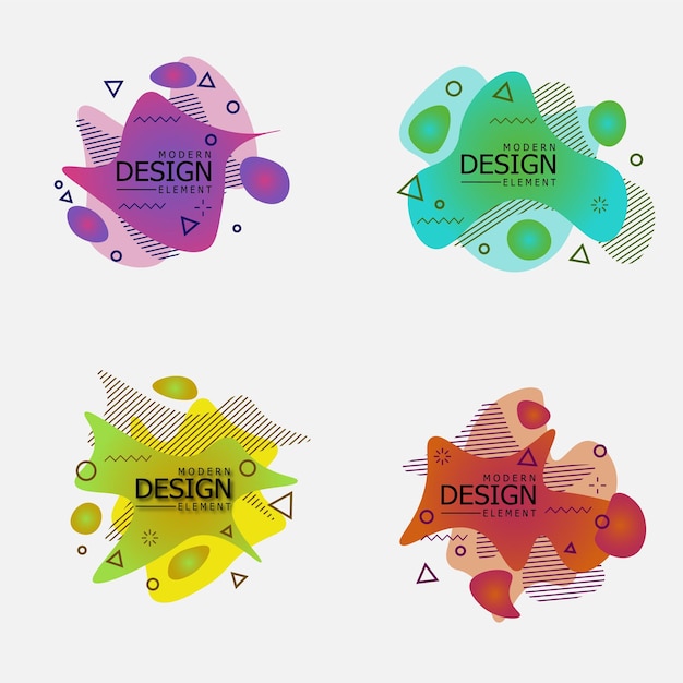 Abstract modern memphis style colorful fluid collection