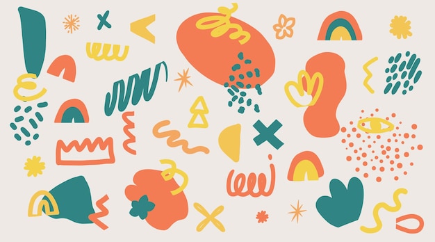 abstract modern trendy vector illustration contemporary design doodle y2k set