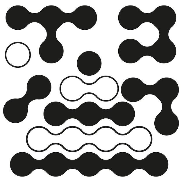 abstract molecule shapes black and white designs geometric vector patterns modern graphic elements