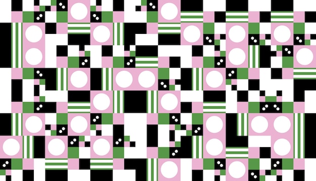 Abstract Mosaic Geometrical Pattern Design With Simple Shapes And Figures