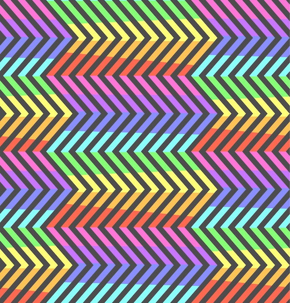Abstract neon contrast rainbow zigzag pattern