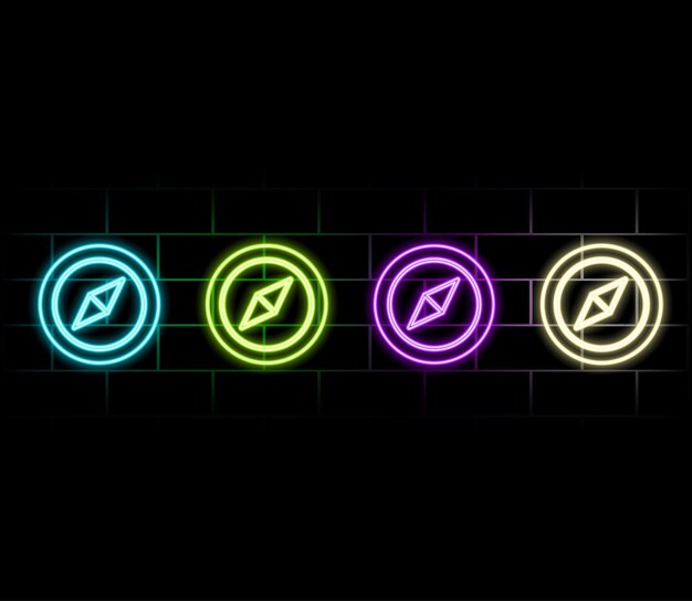 Abstract neon location sign icon illustration