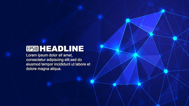abstract network technology vector background of dot line plane link