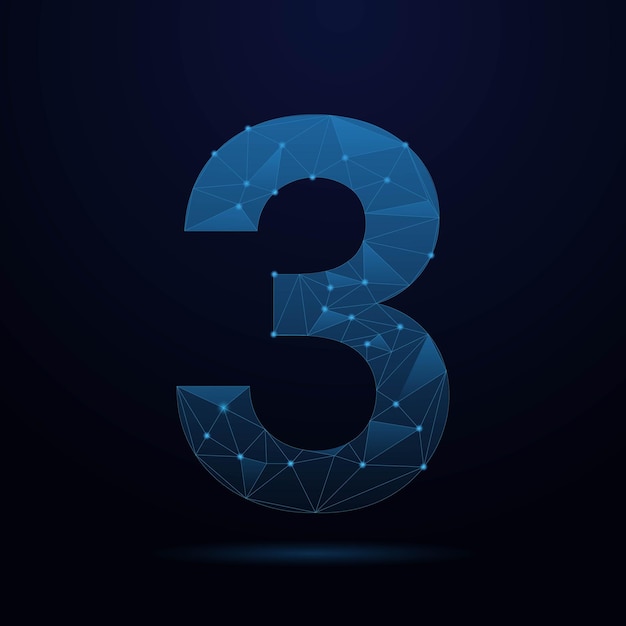 Abstract number polygon tech blue background