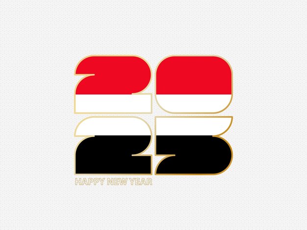 Abstract numbers 2025 with flag of Yemen