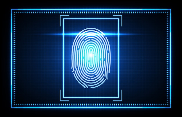 abstract of futuristic technology fingerprint, finger scan biometrics identification access