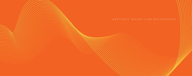 Abstract orange background with flowing wave lines Glowing wavy lines Shiny colorful moving lines