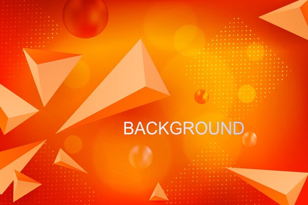 Abstract orange composition with balls and yellow triangles