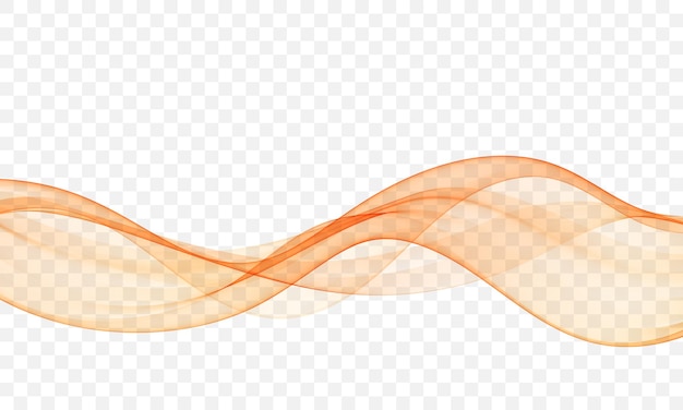 Abstract orange waves gracefully flowing on a transparent background conveying energy and movement