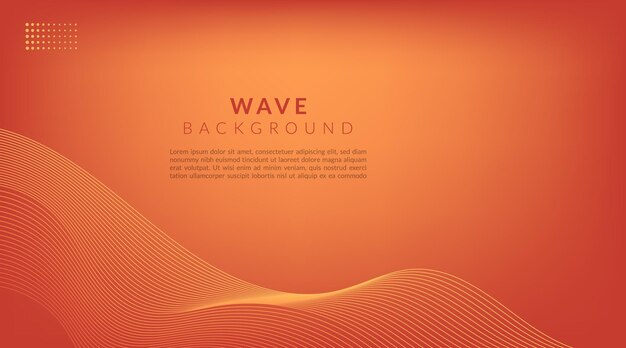 Abstract orange wavy lines background with copy space