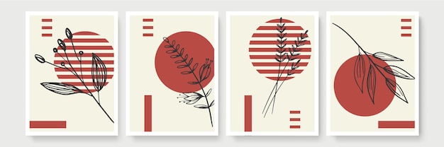 Abstract organic   banner template collection. Minimal background in boho style with copy space for text.   illustration for   cover, postcard, wallpaper, wall art