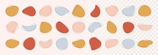 Abstract organic pastel color blob shape with line vector illustration collection
