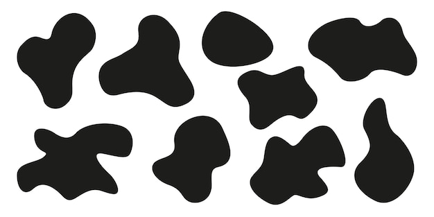 Abstract organic shapes collection in black minimalist modern design elements