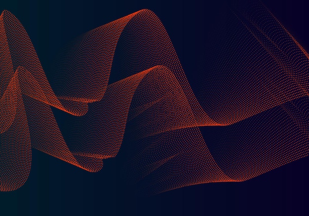 Abstract particles overlap multiple layers of orange dots from dark to light