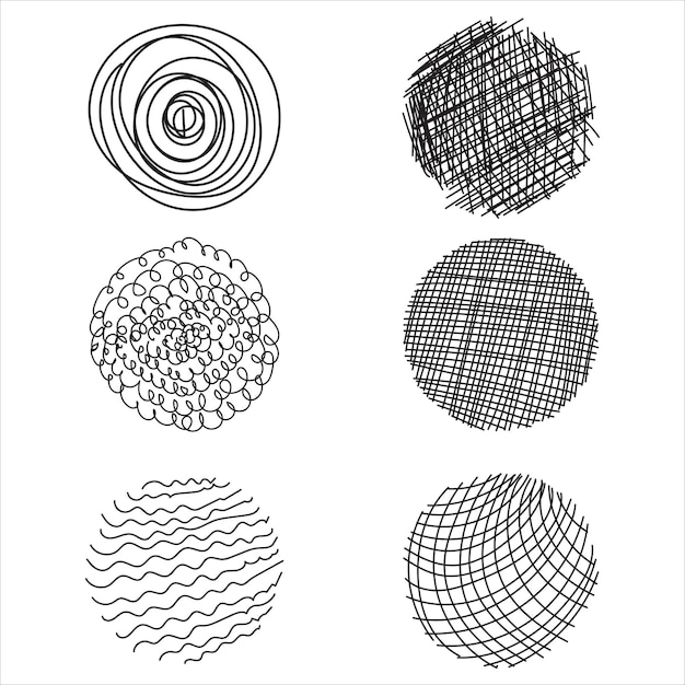 Abstract Pen Scribble Hand Drawn Spheres Vector Illustration Image