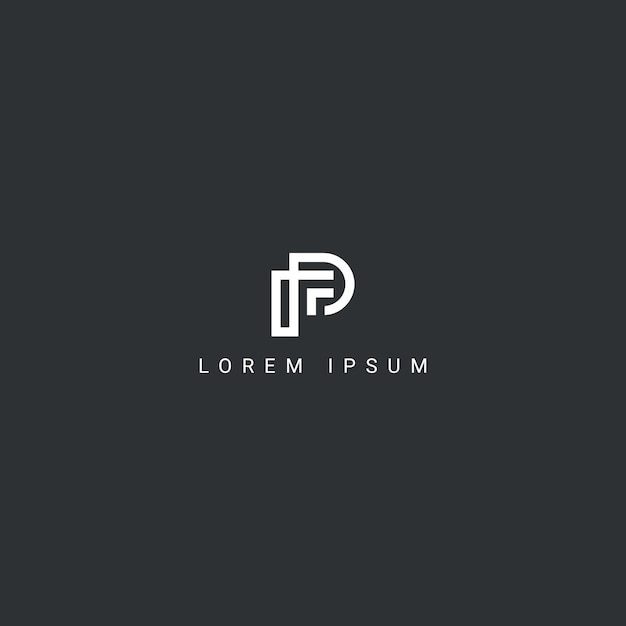 Abstract PF FP letter simple style logo design vector template
