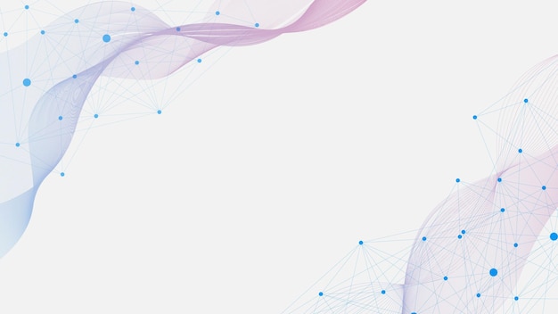 Abstract plexus with wave flow background with dots and lines connection vector stock illustration