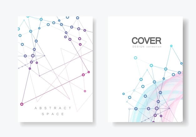 abstract polygonal geometric shape with molecule structure style cover set