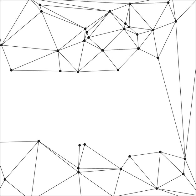 Abstract Polygonal Mesh with Black Nodes and Thin Lines Creating a Minimalist Geometric Network Pattern