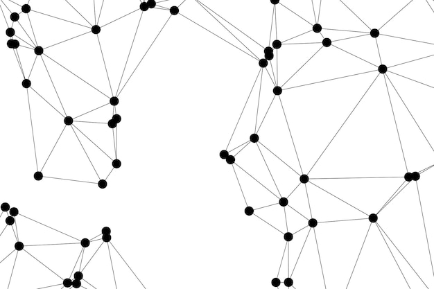 Abstract Polygonal Mesh with Black Nodes and Thin Lines Creating a Minimalist Geometric Network Pattern