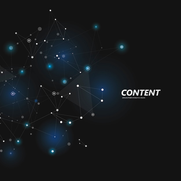 Abstract polygonal with connecting dots and lines. Connection science background.