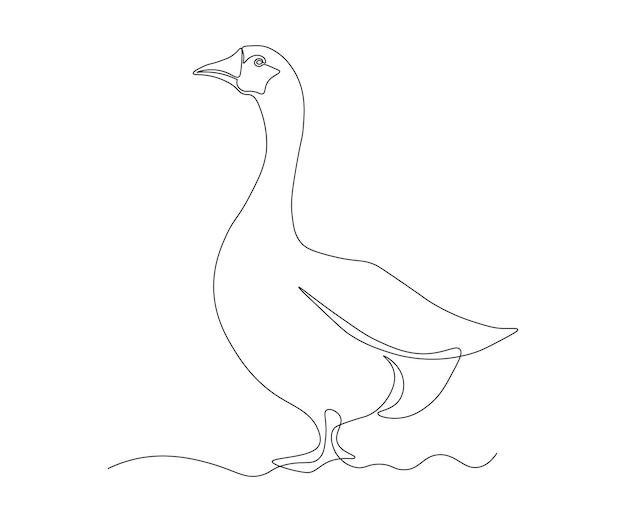 Abstract Poultry Goose Continuous One Line Drawing