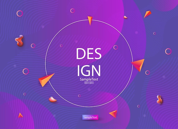 Abstract purple composition with a set of pink circles and other geometric shapes