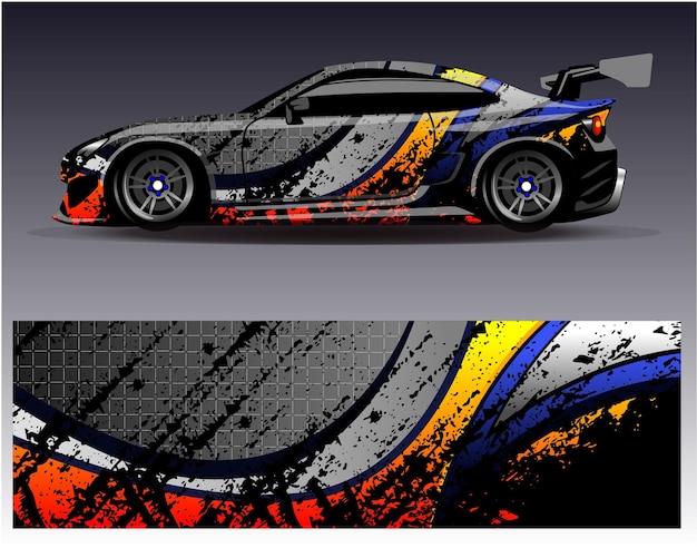 Abstract Race car wrap sticker design and sports background for daily use racing livery or car vinyl