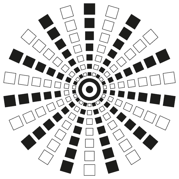 Abstract radial pattern Black and white design Vector geometric composition Circular symmetry