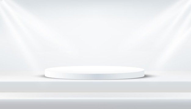 Abstract realistic cylinder pedestal podium 3d shape design Blank stage empty space room Minimal