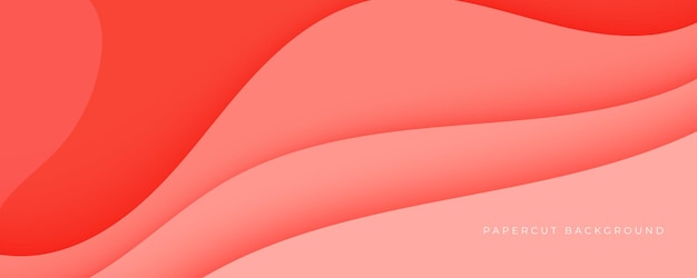 Abstract red and orange 3D wavy background papercut style design for website and headline text