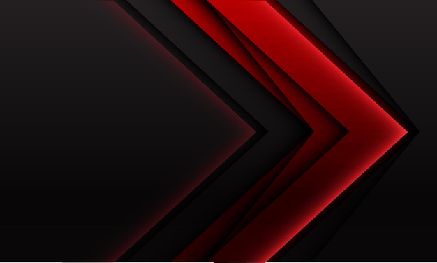 Abstract red arrow geometric shadow direction on dark grey with blank space futuristic background