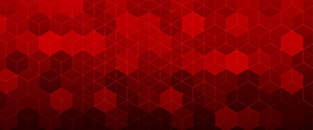 Abstract red background with hexagons shape pattern