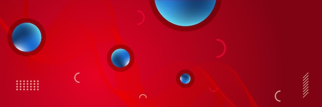 Abstract red banner background with 3d overlap layer and wave shapes