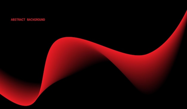 Abstract red glowing wave isolated on black background