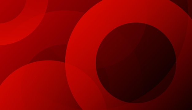 Abstract red gradient circles shape background with shadow decoration