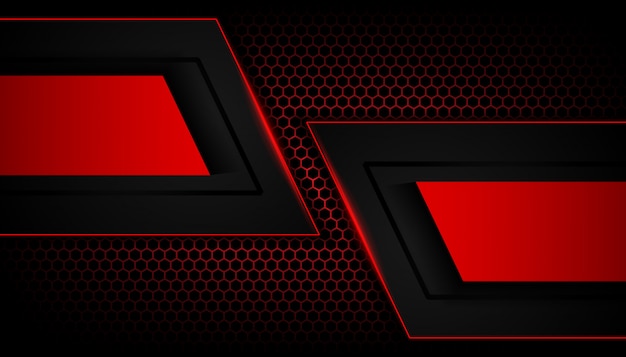 abstract red light on hexagon dark background