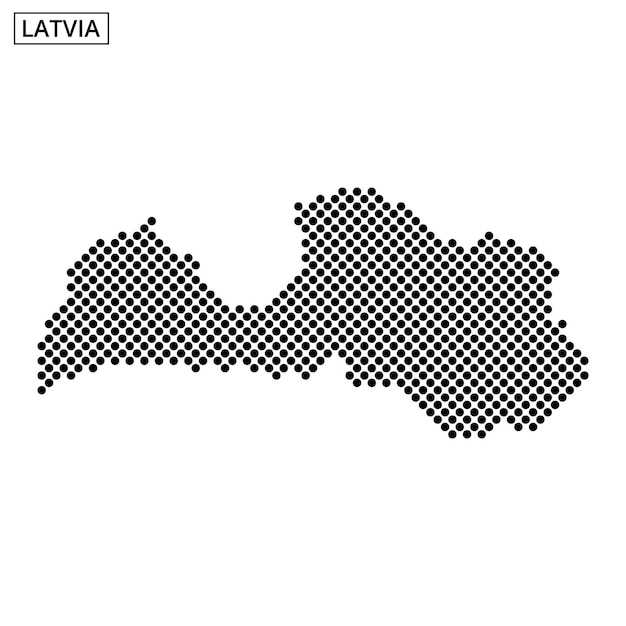 Abstract representation of Latvias geographic outline with dotted pattern visual
