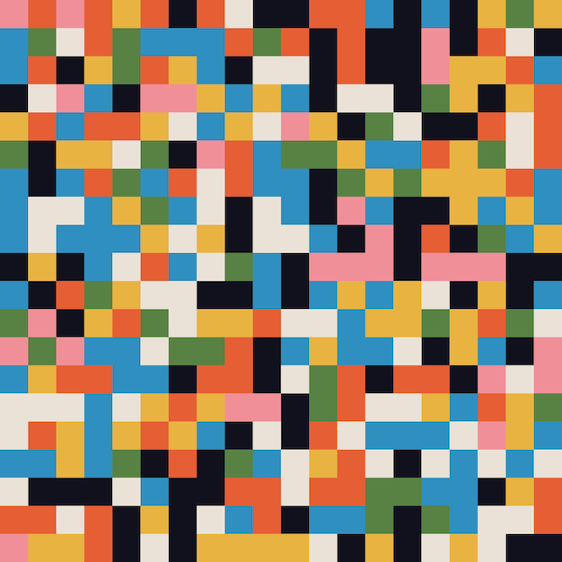 abstract retro geometric seamless pattern. bright colorful nostalgic background design.
