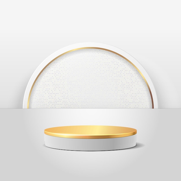 abstract round display for product  . minimal scene with geometric forms. cylinder gold podium